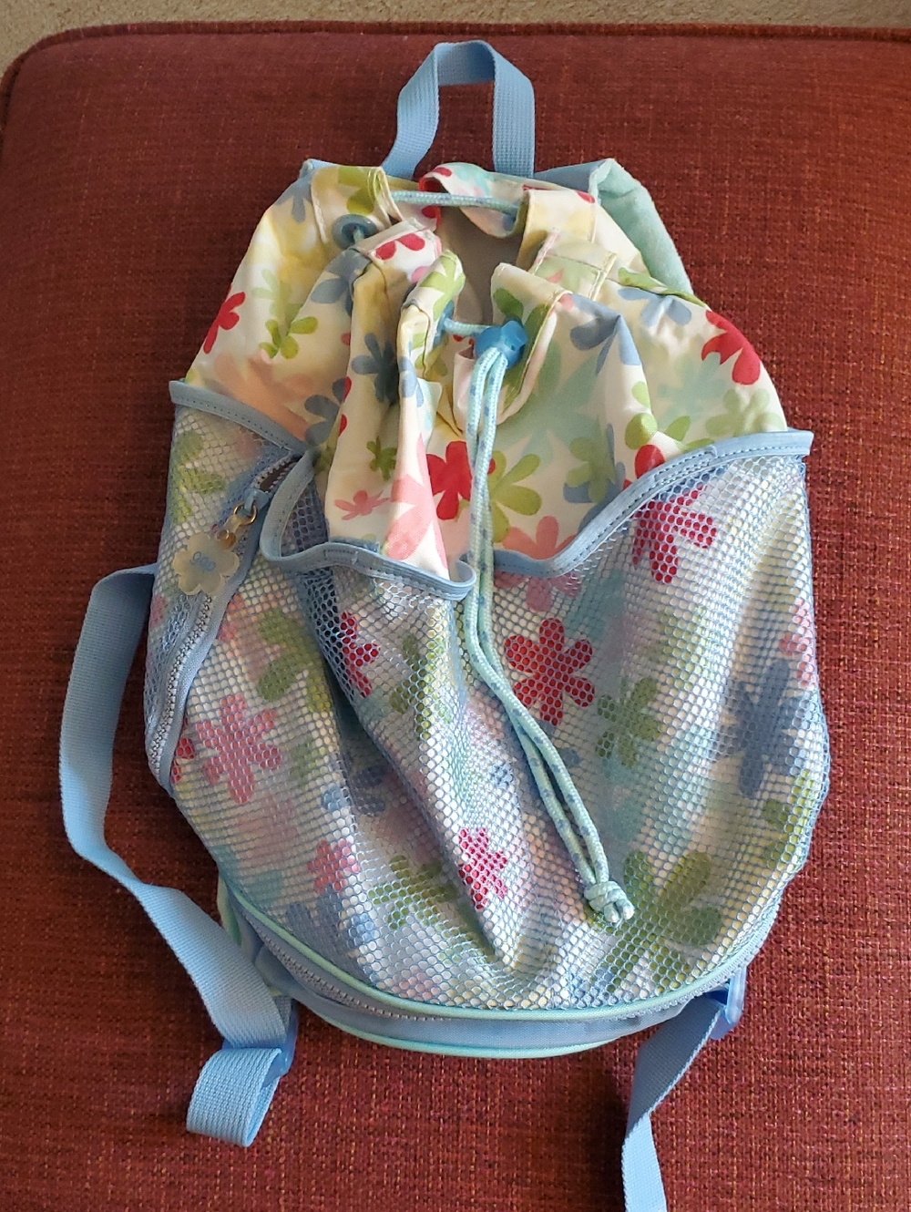 Vintag Y2k GAP Pastel Blue Floral Mesh Backpack